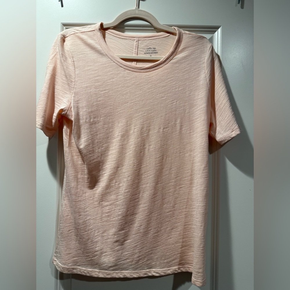 Banana Republic Tan and Pink Fitted Short Sleeve T-Shirt